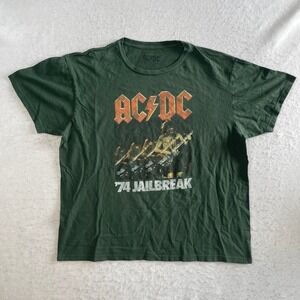 AC/DC T-Shirt Mens XL Green 74 Jailbreak Graphic Rock Band Short Sleeve Tee